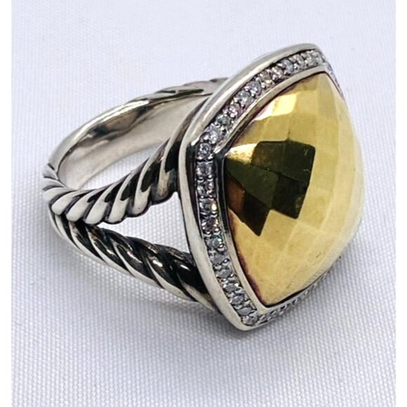 David Yurman Albion Faceted Dome Ring Sterling Silver Bonded 18K - Picture 4 of 11